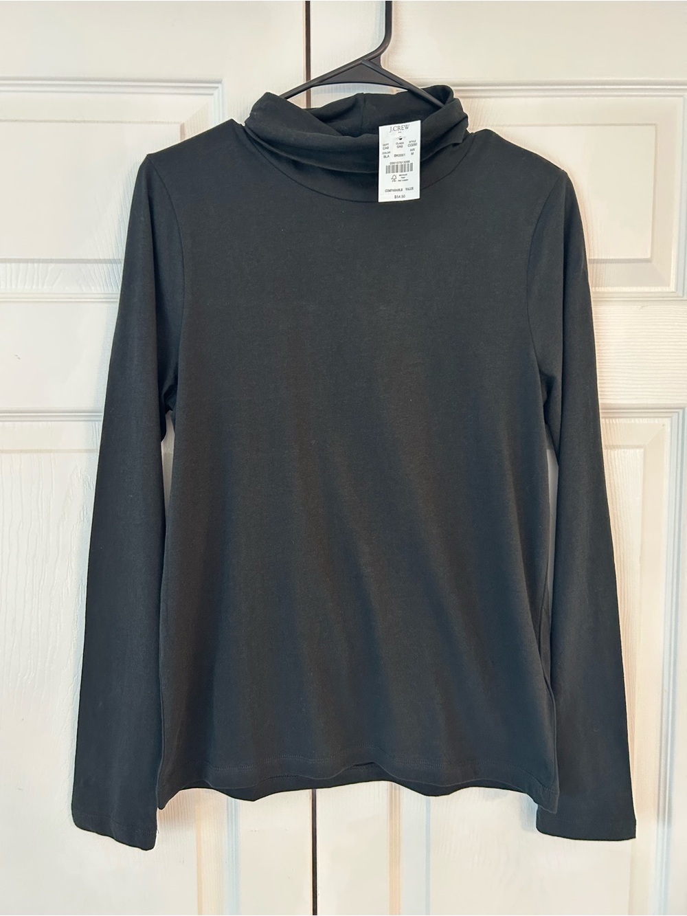 NWT J.Crew Black Tissue Turtleneck Long Sleeve Cotton Tunic Blouse Shirt Size M